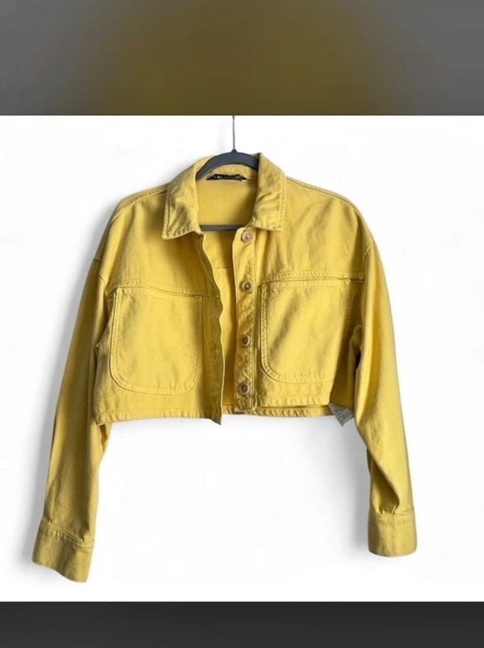 Zara Cropped Yellow Jean Jacket